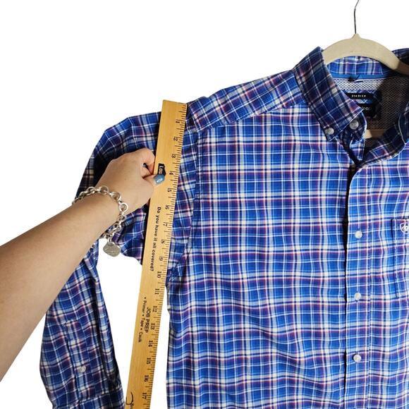 Ariat Pro Series L Blue plaid Buttondown Shirts. Work Casual Comfy Stylish Cool - Picture 6 of 16